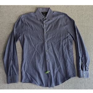 Paul Smith Men Dress Shirt Size 38 Byard Solid Blue Button Up Preppy Italy‎ Work